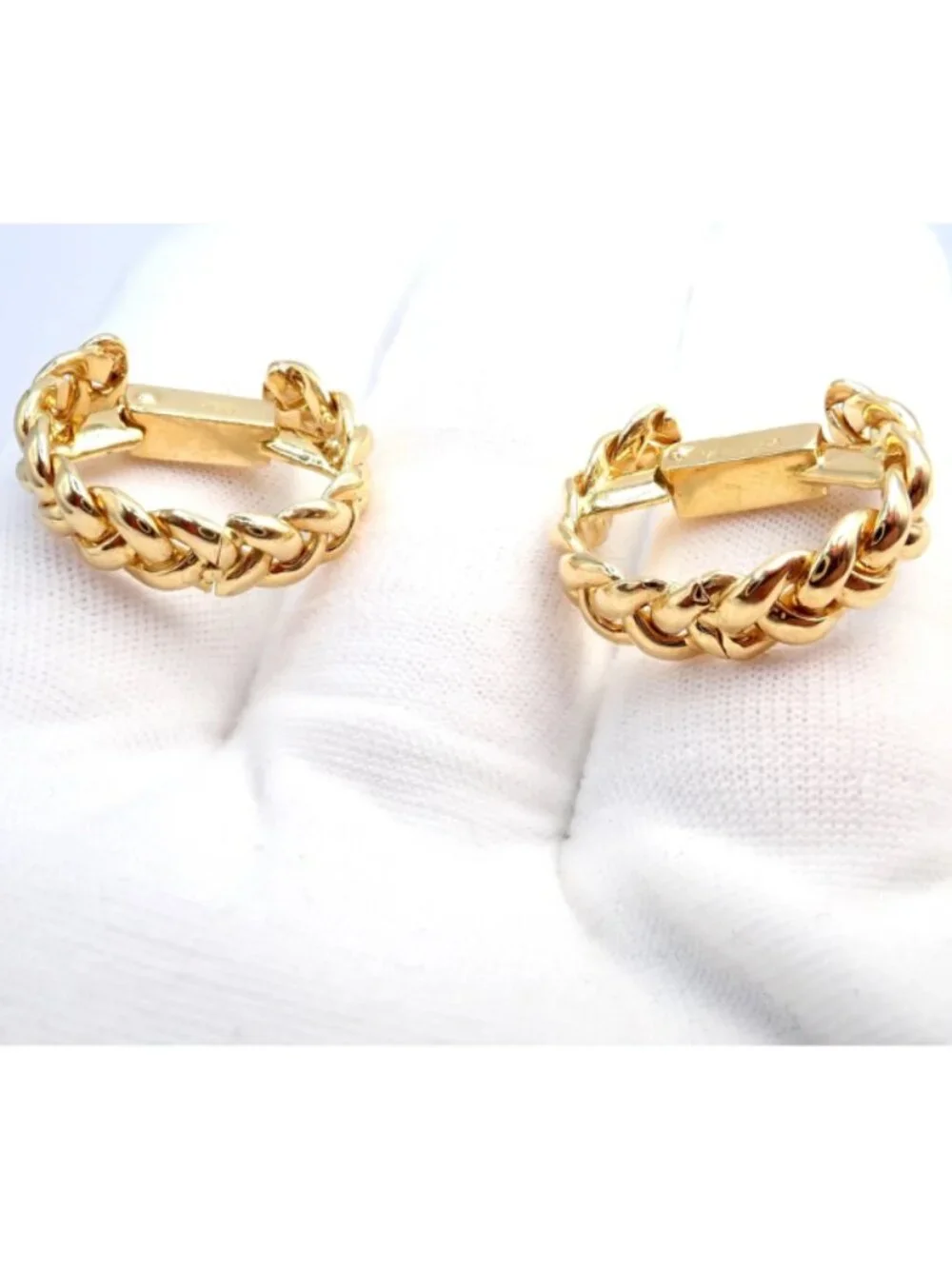 Authentic! Verdura 18k Yellow Gold Classic Rope Stirrup Cufflinks